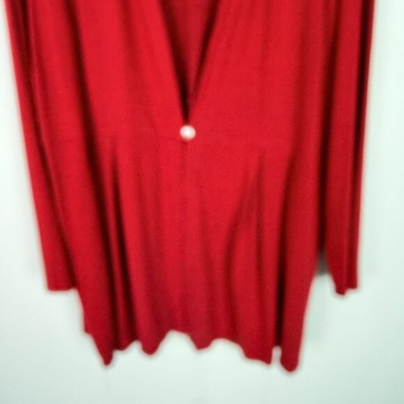J. Jill Wearever Collection Pleated One Button Peplum Cardigan Red Plus Size 2X - Picture 4 of 10